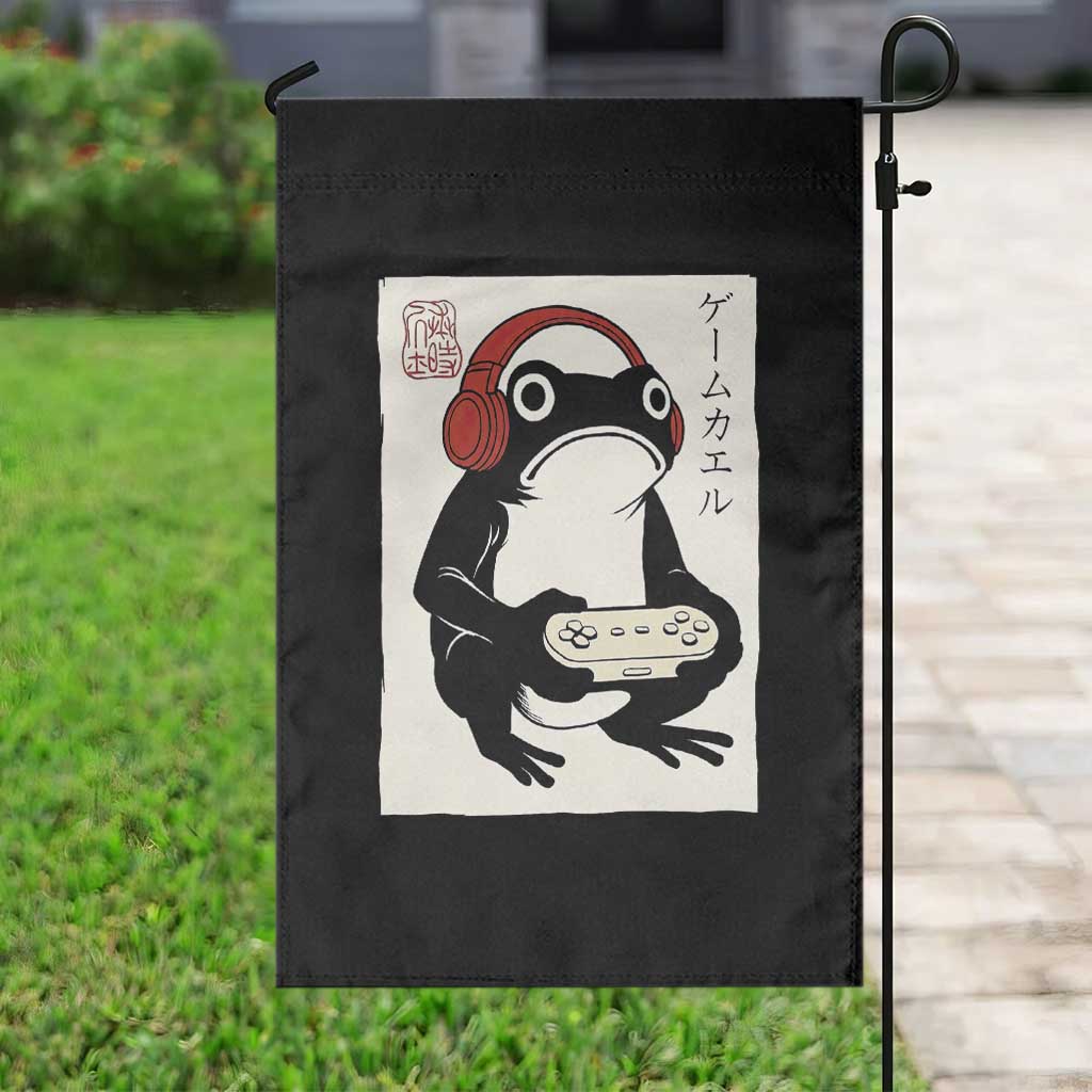 Japanese Gamer Frog Garden Flag Boys Funny Vintage Gaming - Wonder Print Shop