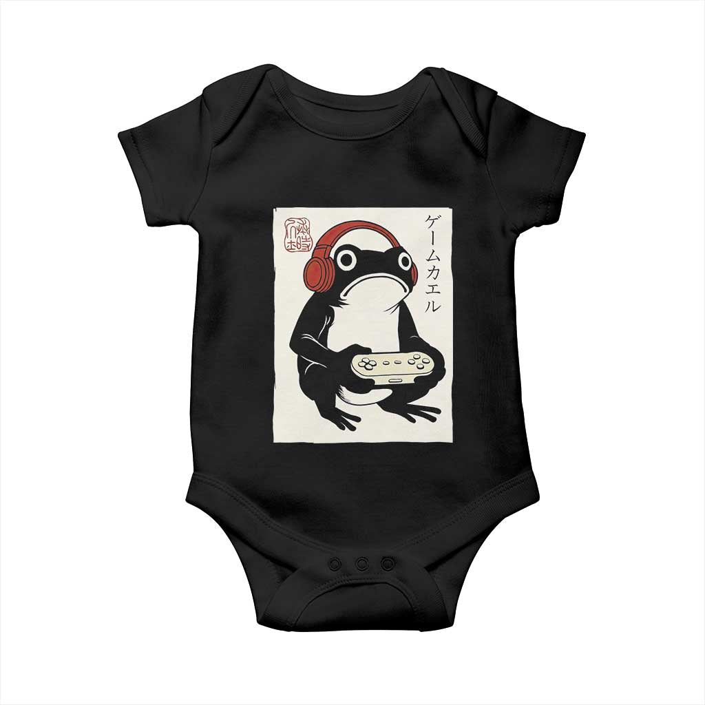 Japanese Gamer Frog Baby Onesie Boys Funny Vintage Gaming - Wonder Print Shop