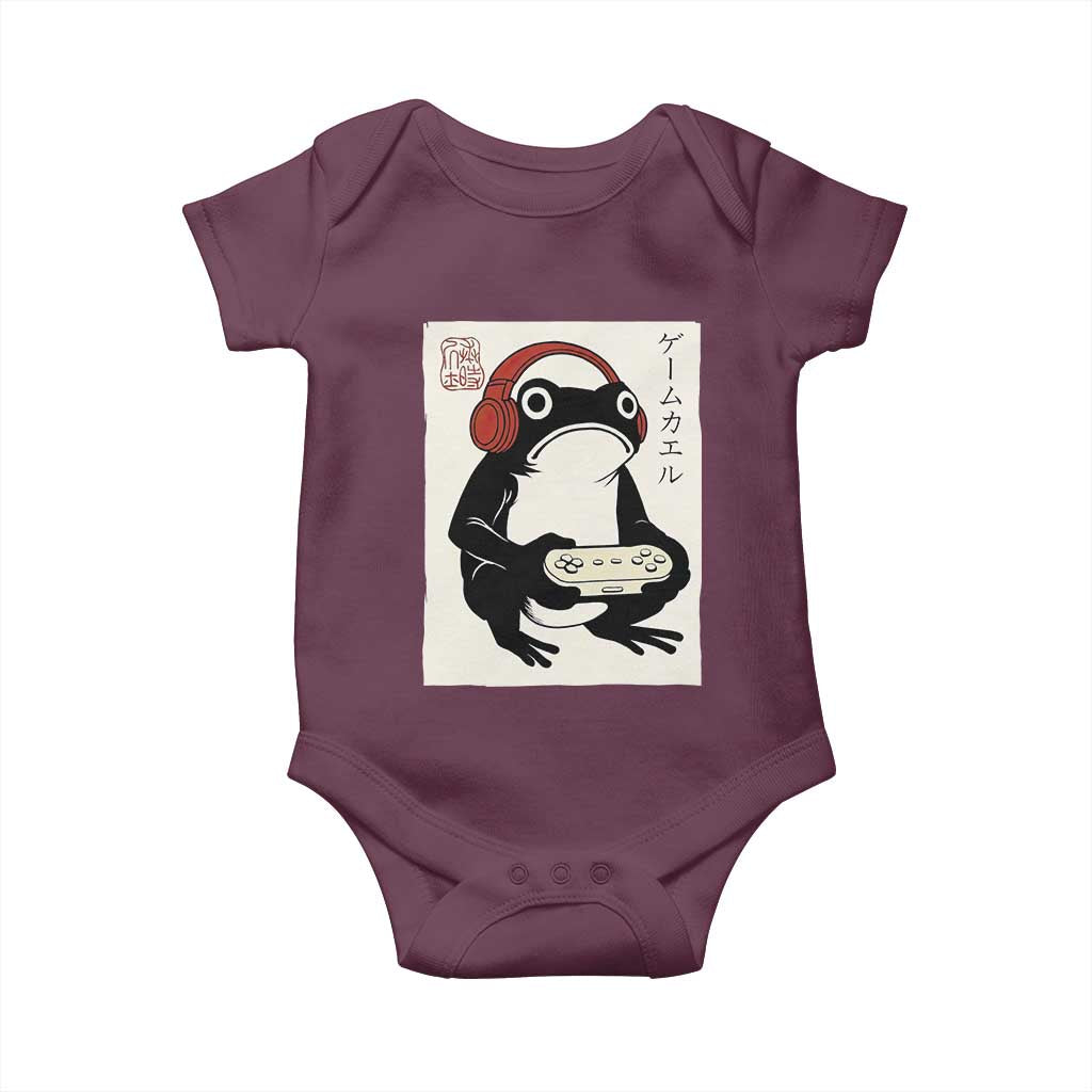Japanese Gamer Frog Baby Onesie Boys Funny Vintage Gaming - Wonder Print Shop