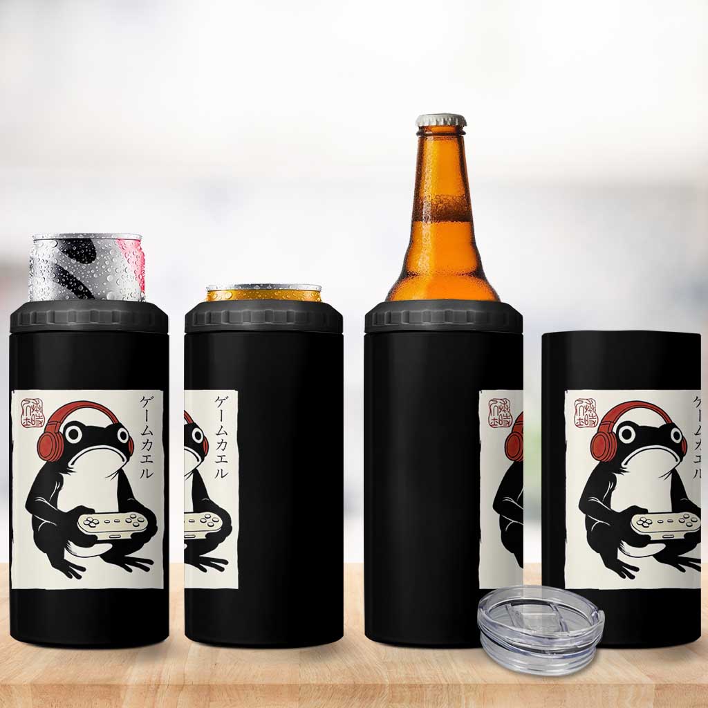 Japanese Gamer Frog 4 in 1 Can Cooler Tumbler Boys Funny Vintage Gaming - Wonder Print Shop