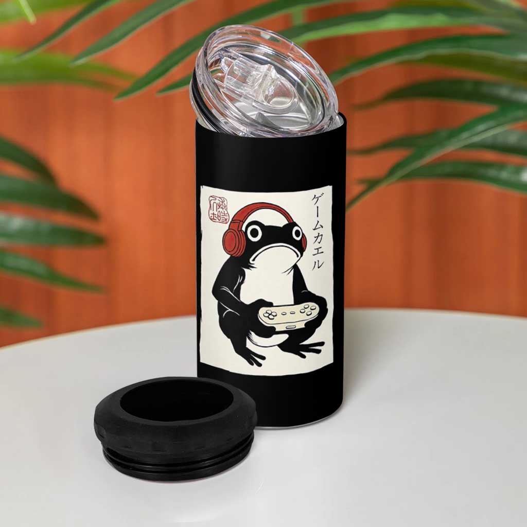 Japanese Gamer Frog 4 in 1 Can Cooler Tumbler Boys Funny Vintage Gaming - Wonder Print Shop