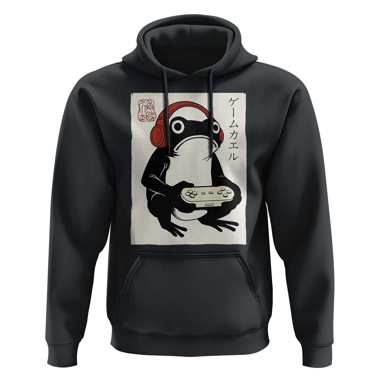 Japanese Gamer Frog Hoodie Boys Funny Vintage Gaming - Wonder Print Shop
