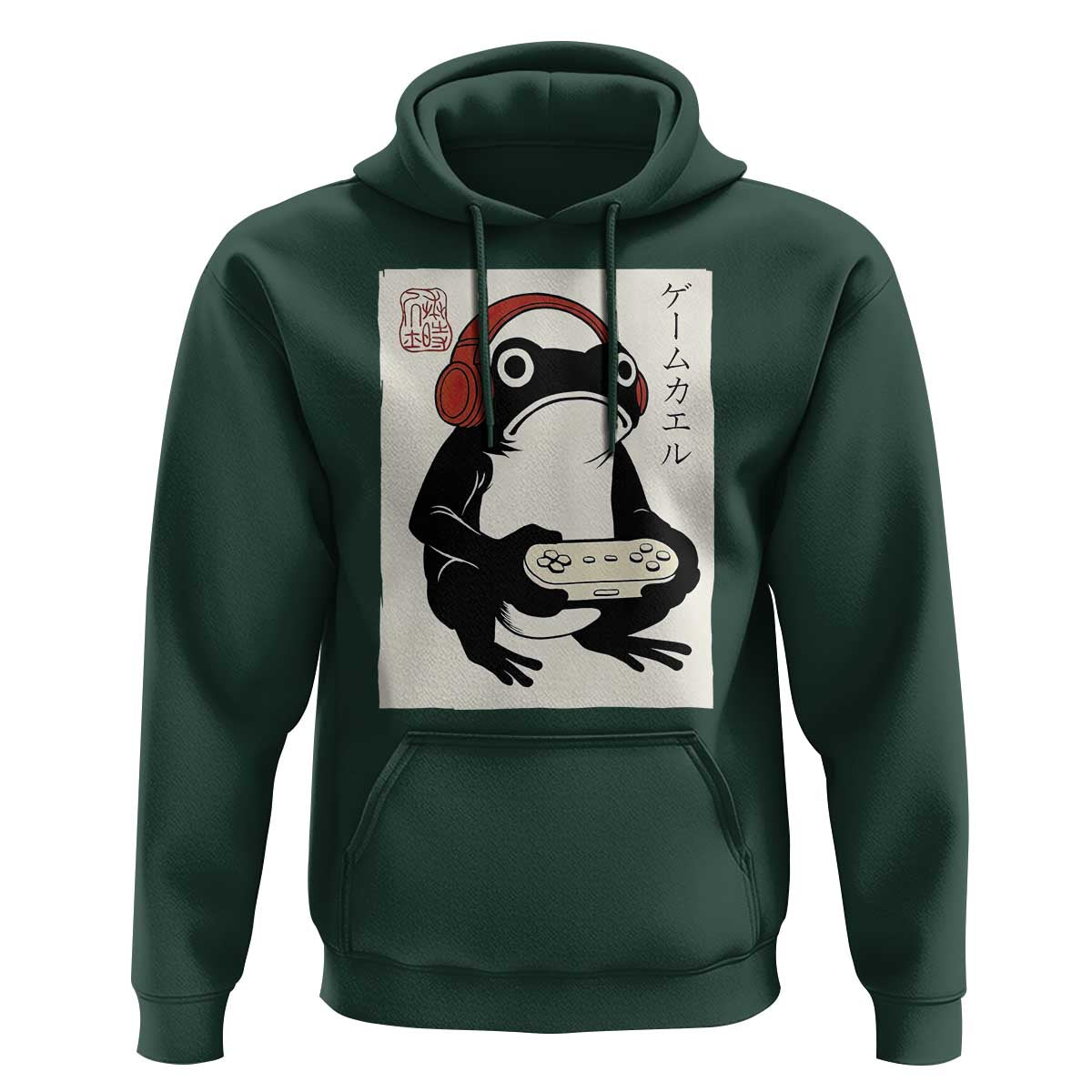Japanese Gamer Frog Hoodie Boys Funny Vintage Gaming - Wonder Print Shop