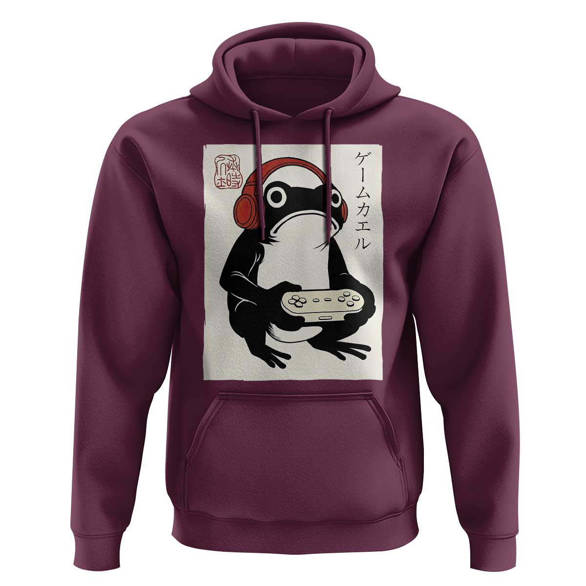 Japanese Gamer Frog Hoodie Boys Funny Vintage Gaming - Wonder Print Shop
