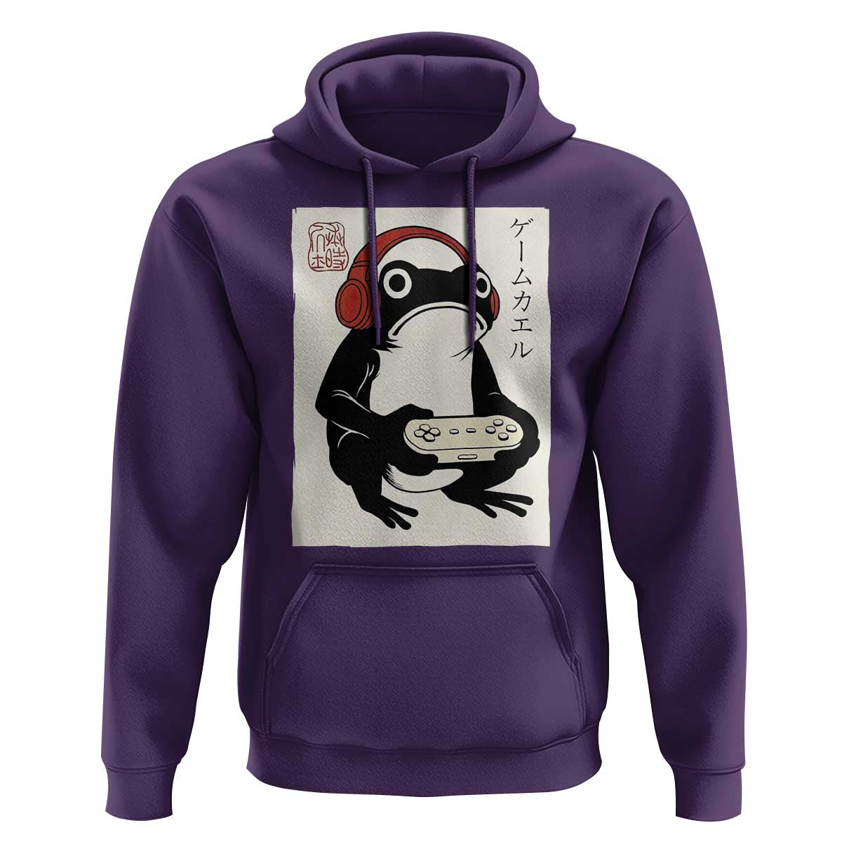 Japanese Gamer Frog Hoodie Boys Funny Vintage Gaming - Wonder Print Shop