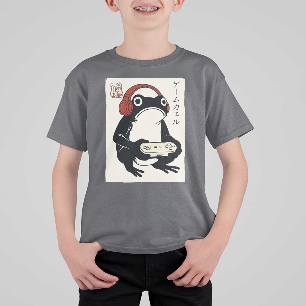 Japanese Gamer Frog T Shirt For Kid Boys Funny Vintage Gaming - Wonder Print Shop