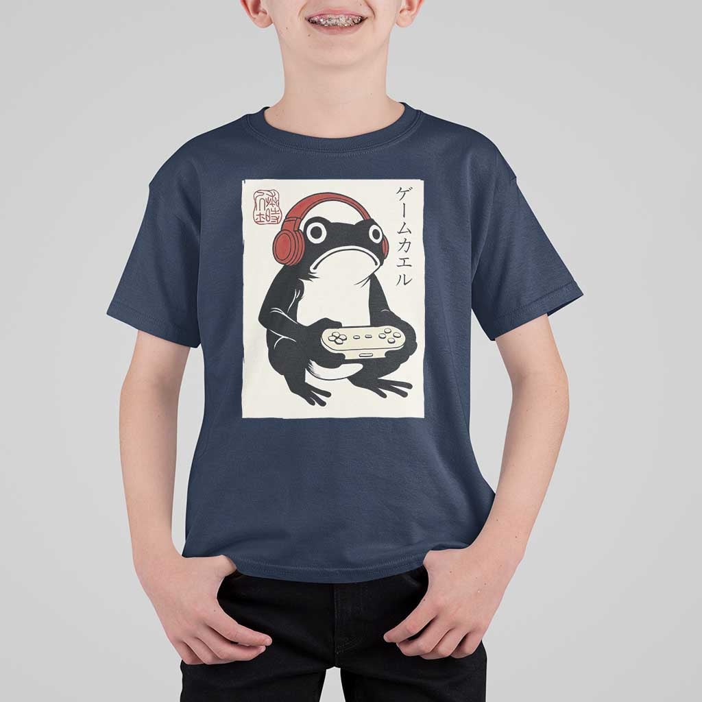 Japanese Gamer Frog T Shirt For Kid Boys Funny Vintage Gaming - Wonder Print Shop