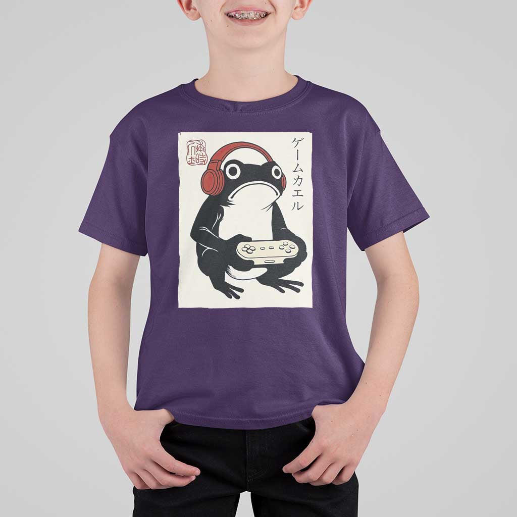Japanese Gamer Frog T Shirt For Kid Boys Funny Vintage Gaming - Wonder Print Shop