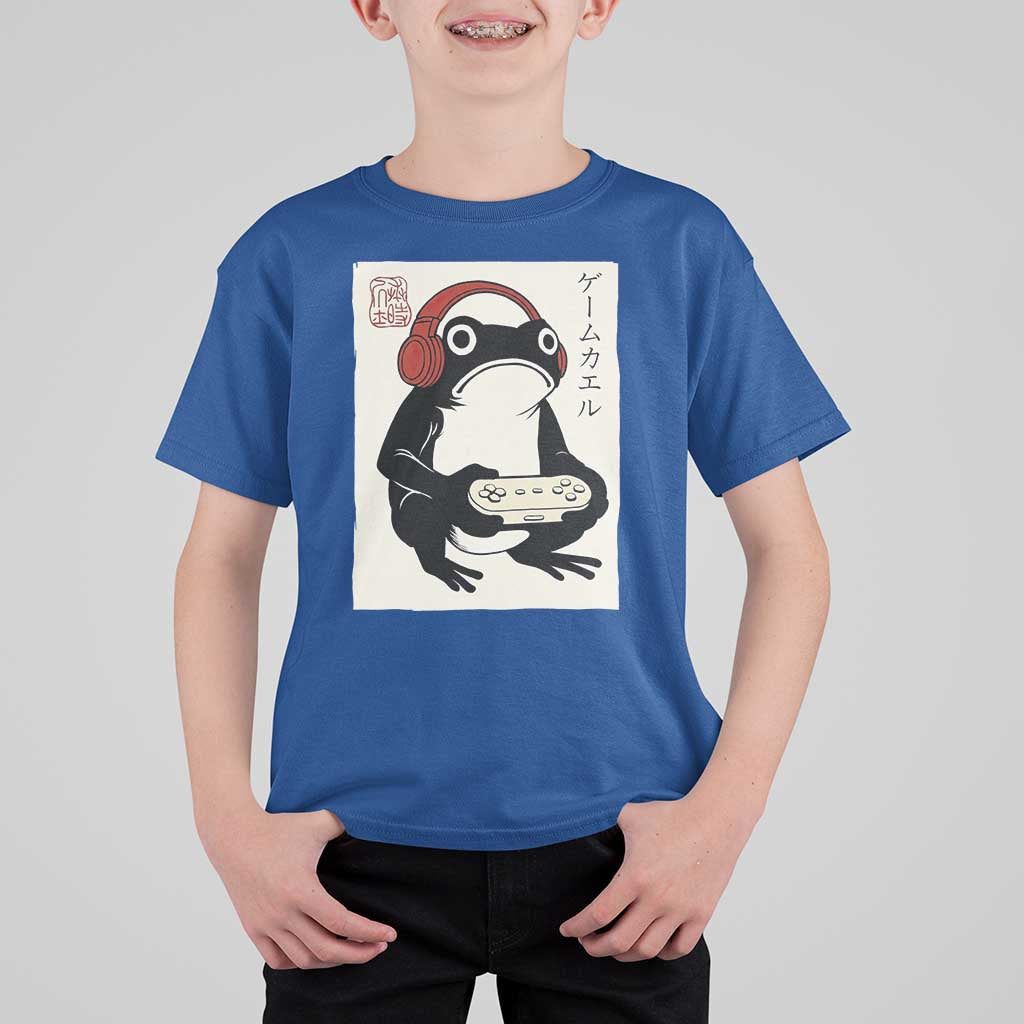 Japanese Gamer Frog T Shirt For Kid Boys Funny Vintage Gaming - Wonder Print Shop
