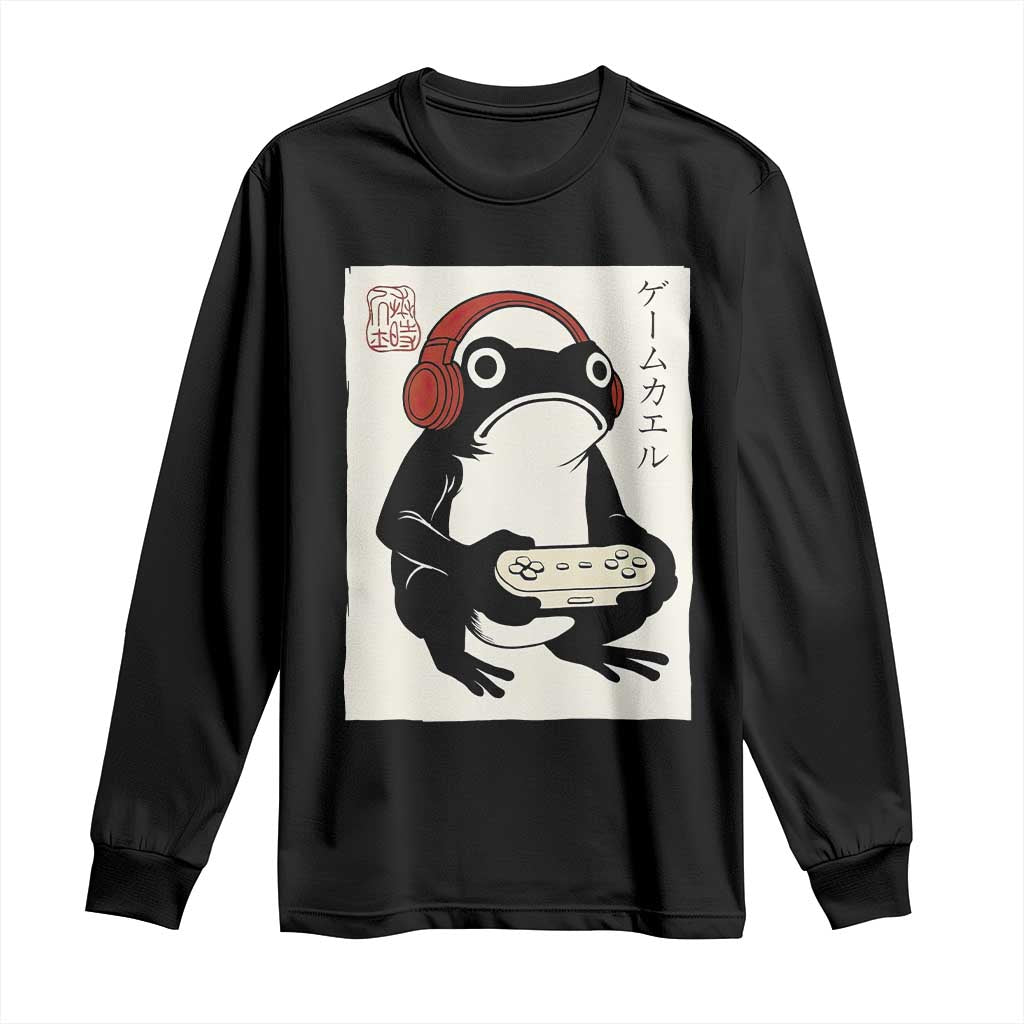 Japanese Gamer Frog Long Sleeve Shirt Boys Funny Vintage Gaming - Wonder Print Shop