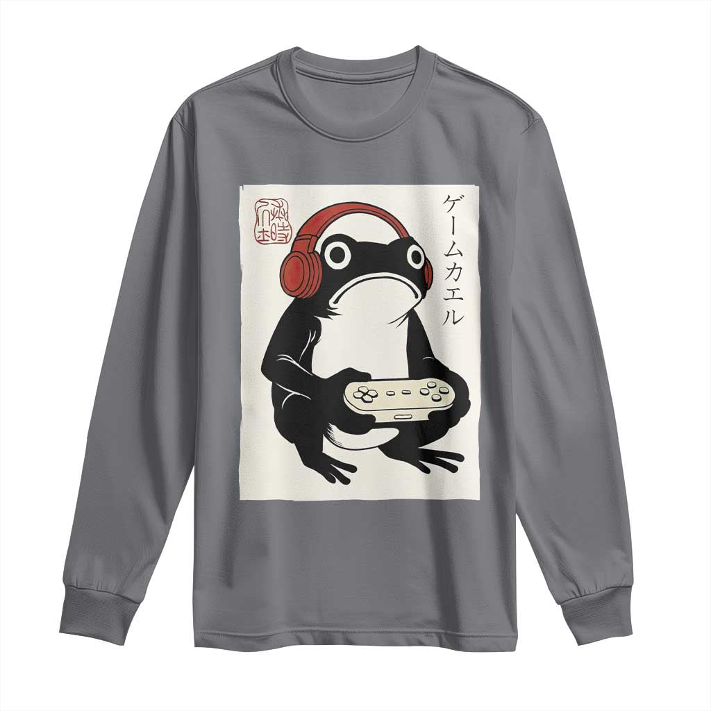 Japanese Gamer Frog Long Sleeve Shirt Boys Funny Vintage Gaming - Wonder Print Shop