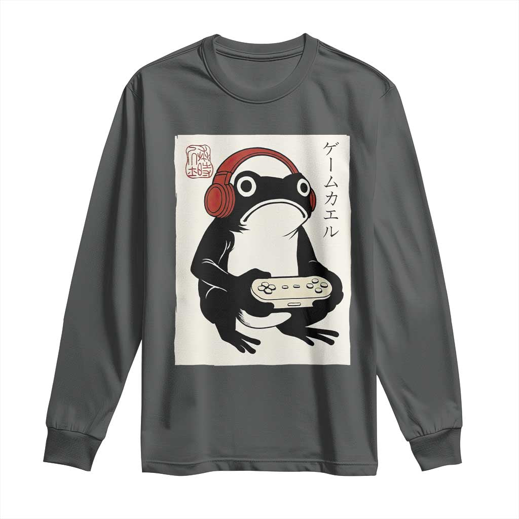 Japanese Gamer Frog Long Sleeve Shirt Boys Funny Vintage Gaming - Wonder Print Shop