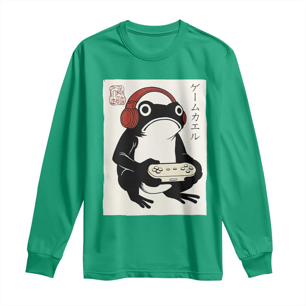 Japanese Gamer Frog Long Sleeve Shirt Boys Funny Vintage Gaming - Wonder Print Shop