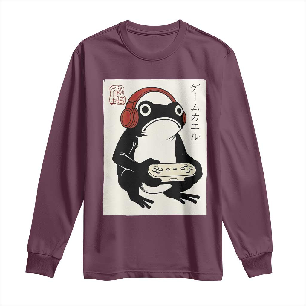 Japanese Gamer Frog Long Sleeve Shirt Boys Funny Vintage Gaming - Wonder Print Shop
