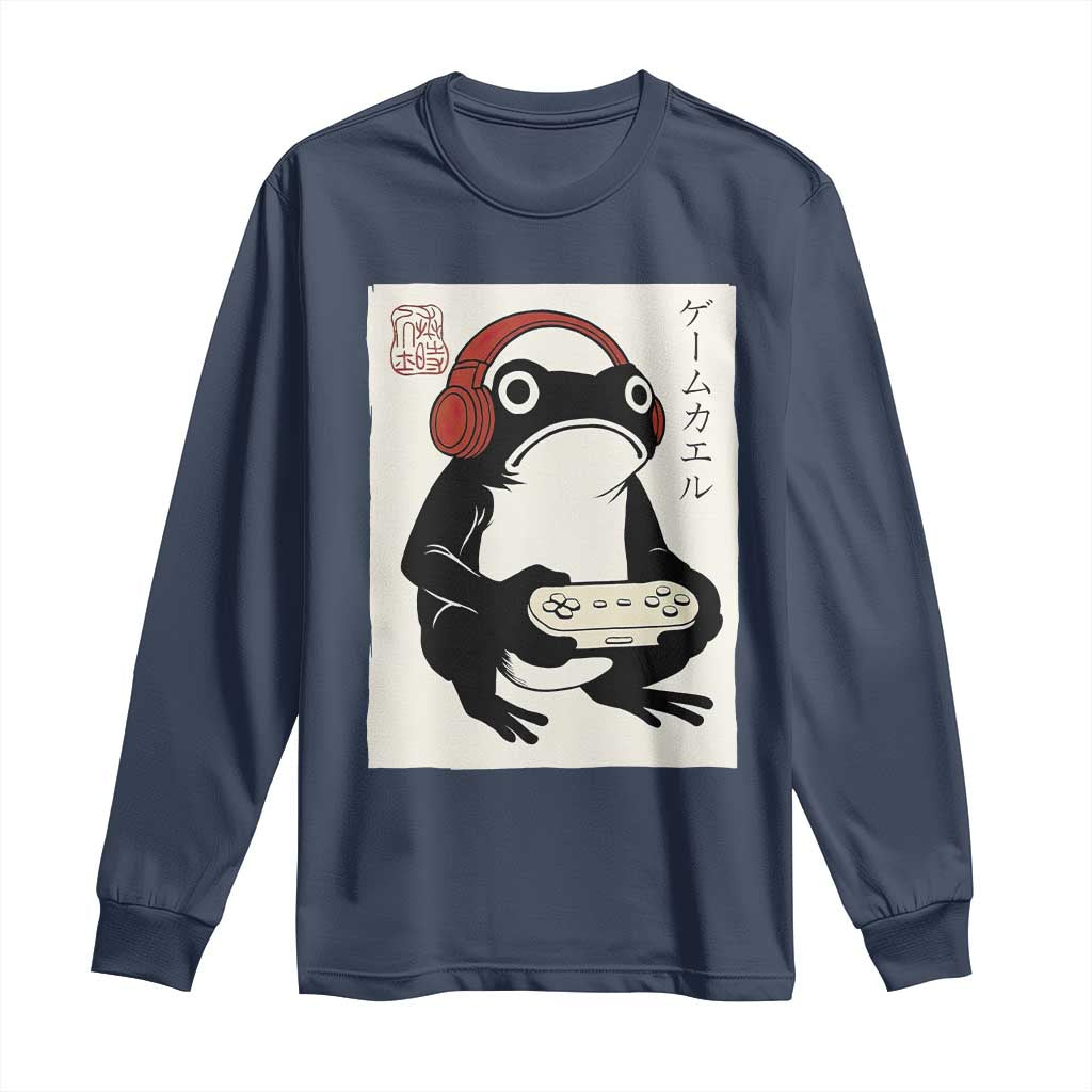 Japanese Gamer Frog Long Sleeve Shirt Boys Funny Vintage Gaming - Wonder Print Shop