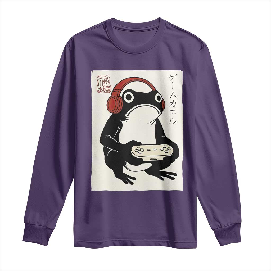 Japanese Gamer Frog Long Sleeve Shirt Boys Funny Vintage Gaming - Wonder Print Shop