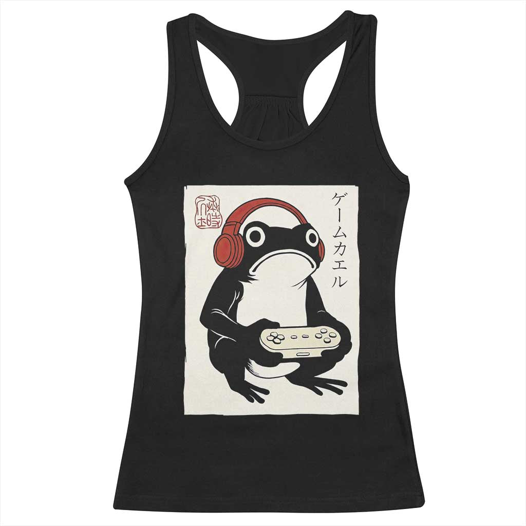 Japanese Gamer Frog Racerback Tank Top Boys Funny Vintage Gaming - Wonder Print Shop