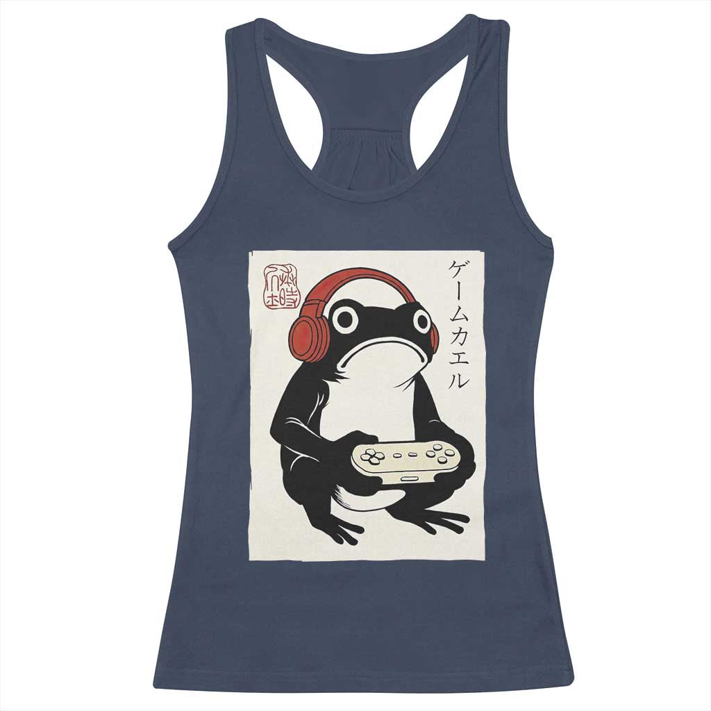 Japanese Gamer Frog Racerback Tank Top Boys Funny Vintage Gaming - Wonder Print Shop