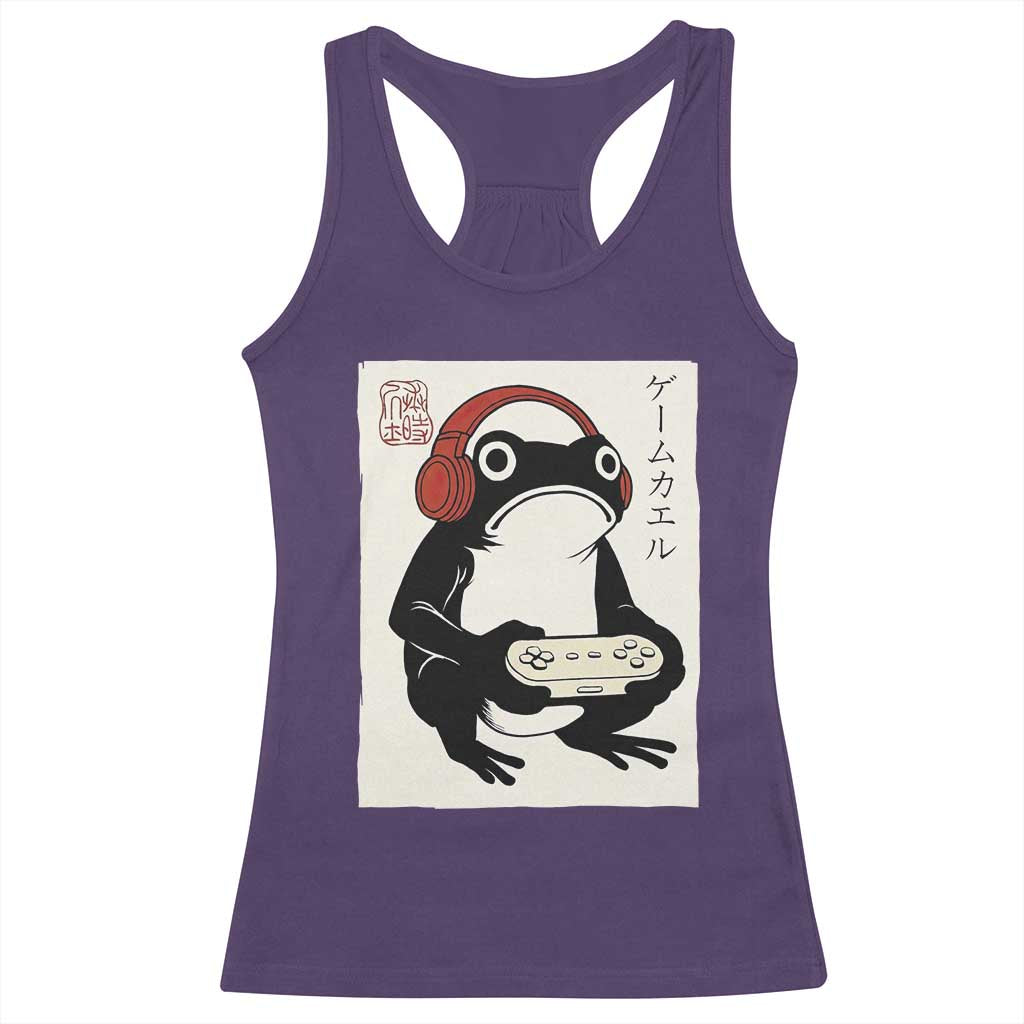 Japanese Gamer Frog Racerback Tank Top Boys Funny Vintage Gaming - Wonder Print Shop