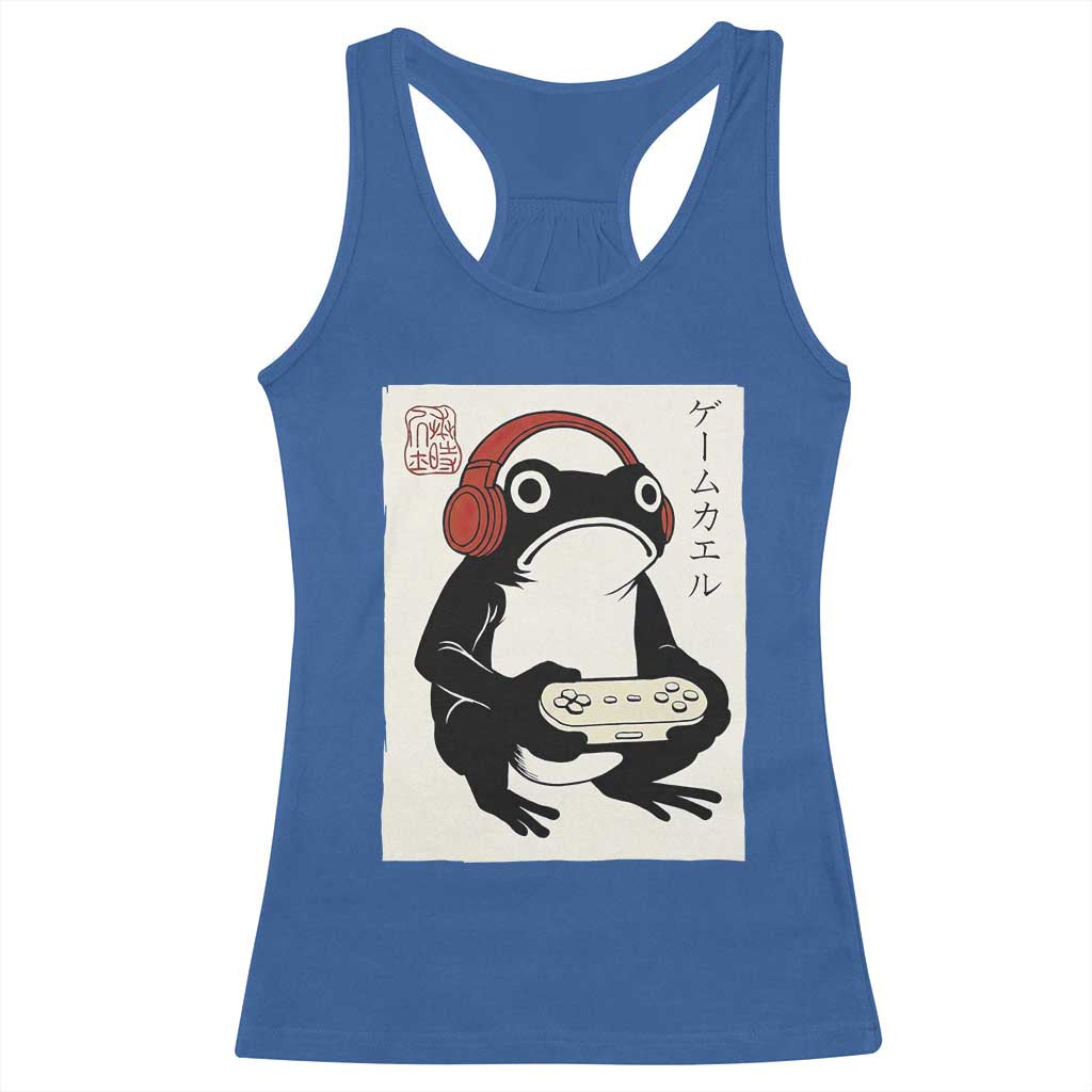 Japanese Gamer Frog Racerback Tank Top Boys Funny Vintage Gaming - Wonder Print Shop