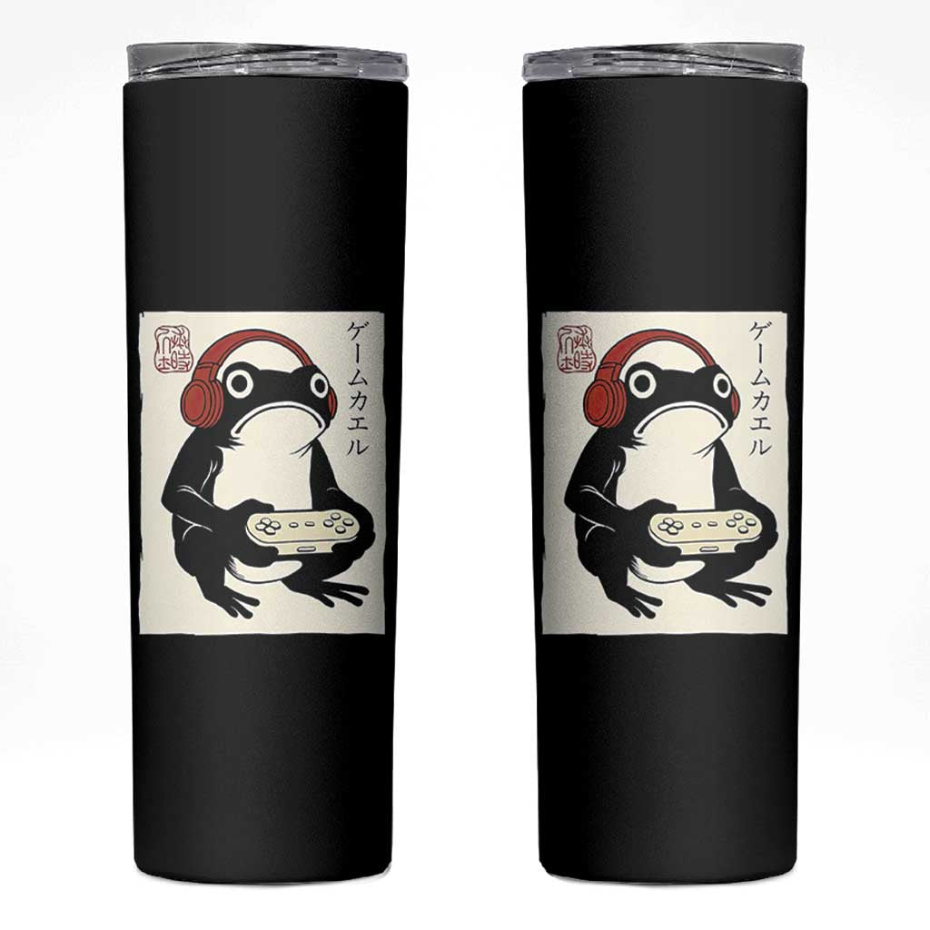 Japanese Gamer Frog Skinny Tumbler Boys Funny Vintage Gaming - Wonder Print Shop