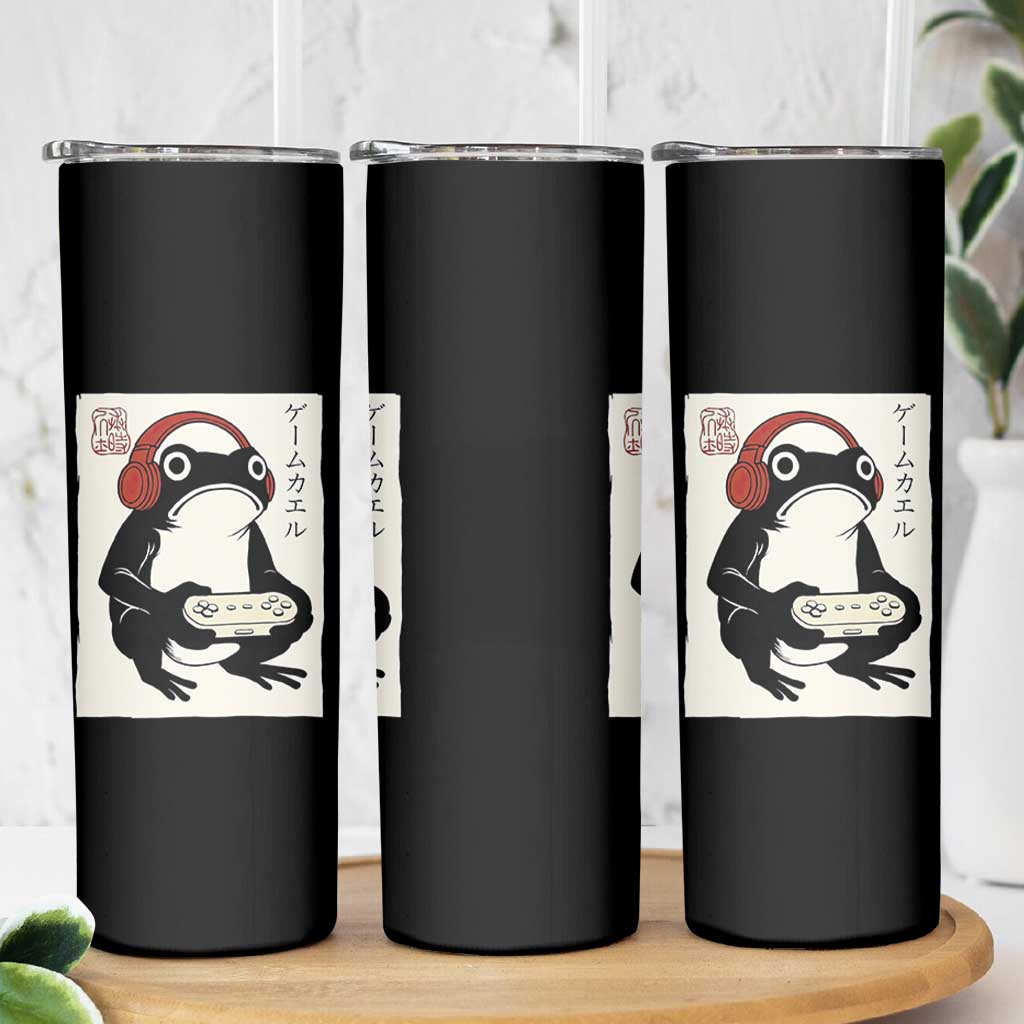 Japanese Gamer Frog Skinny Tumbler Boys Funny Vintage Gaming - Wonder Print Shop