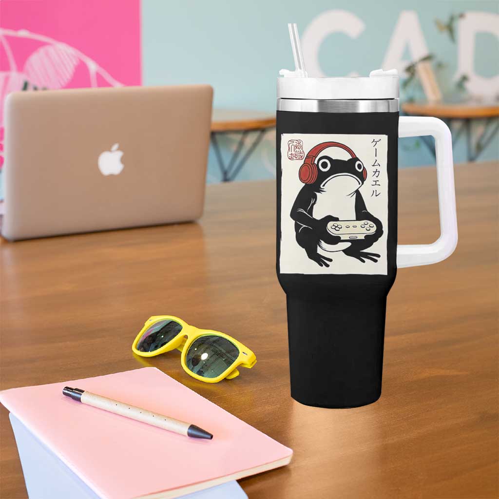 Japanese Gamer Frog Tumbler With Handle Boys Funny Vintage Gaming - Wonder Print Shop
