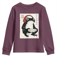 Japanese Gamer Frog Youth Sweatshirt Boys Funny Vintage Gaming - Wonder Print Shop