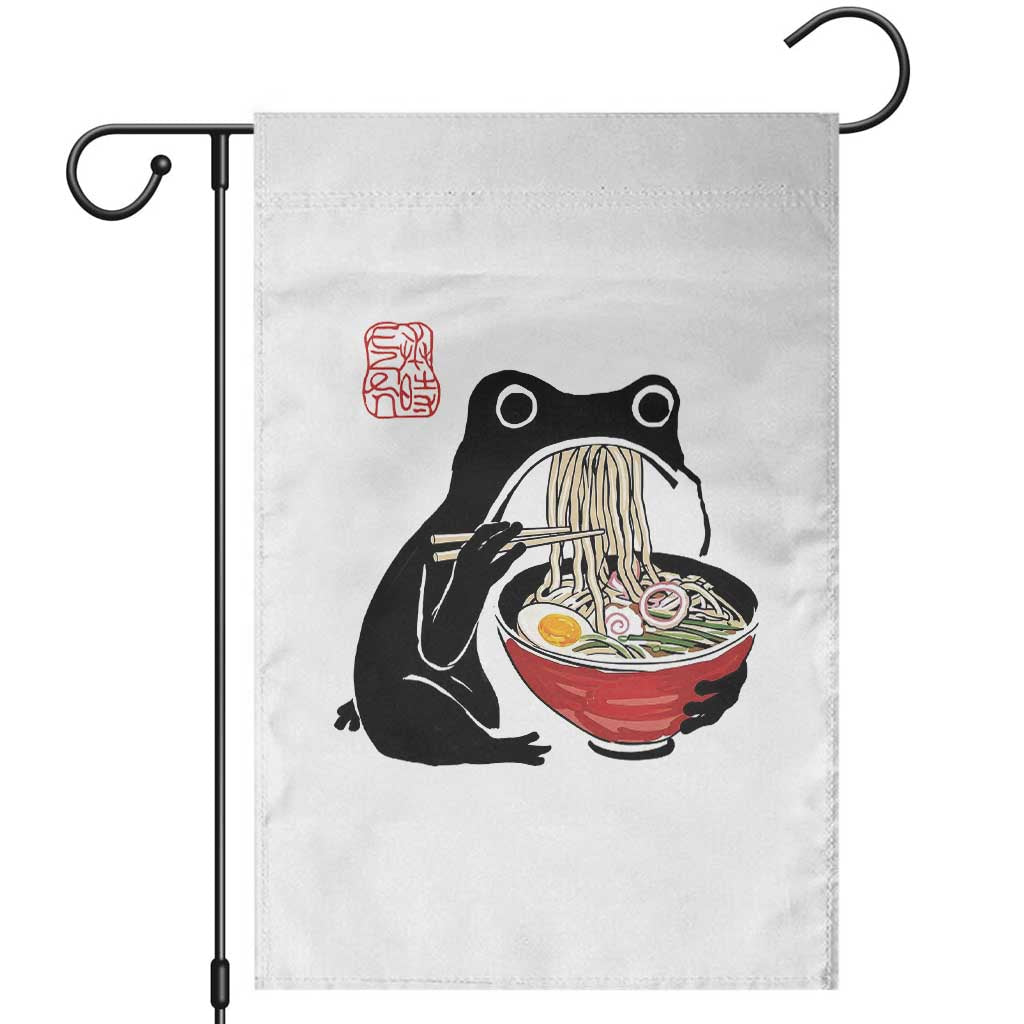 Funny Grumpy Frog Ramen Garden Flag Sumi-e Kawaii Ink Painting Japanese
