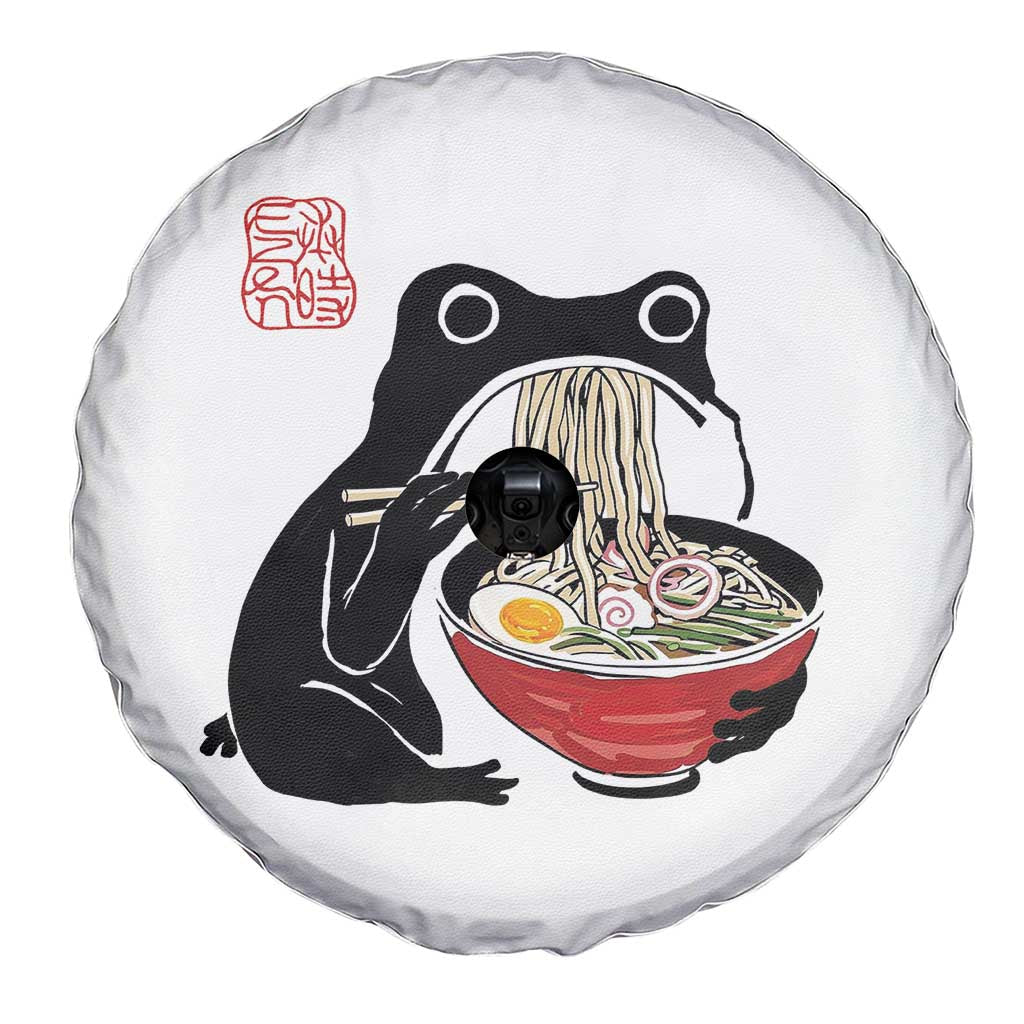 Funny Grumpy Frog Ramen Spare Tire Cover Sumi-e Kawaii Ink Painting Japanese