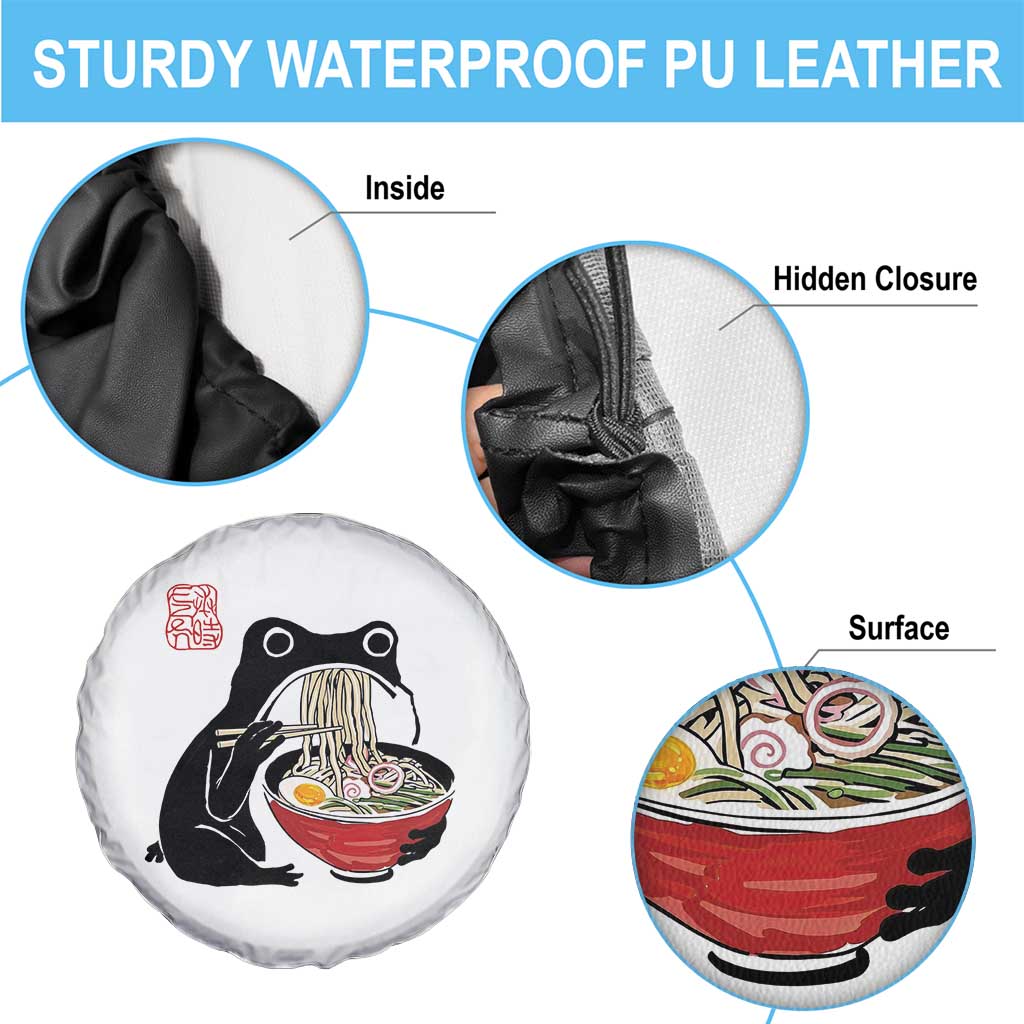 Funny Grumpy Frog Ramen Spare Tire Cover Sumi-e Kawaii Ink Painting Japanese