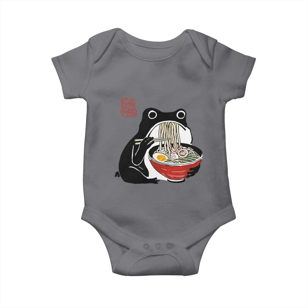 Funny Grumpy Frog Ramen Baby Onesie Sumi-e Kawaii Ink Painting Japanese - Wonder Print Shop