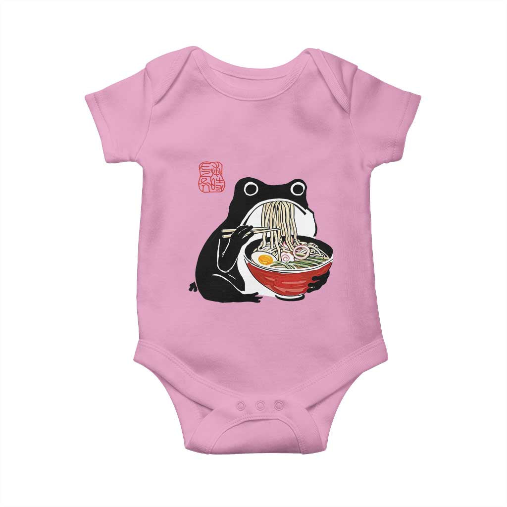 Funny Grumpy Frog Ramen Baby Onesie Sumi-e Kawaii Ink Painting Japanese - Wonder Print Shop