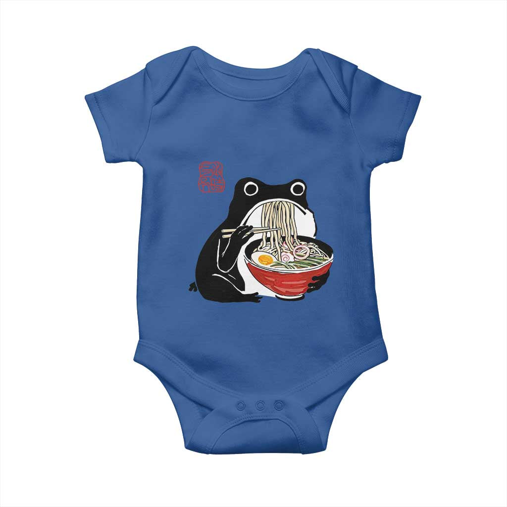 Funny Grumpy Frog Ramen Baby Onesie Sumi-e Kawaii Ink Painting Japanese - Wonder Print Shop