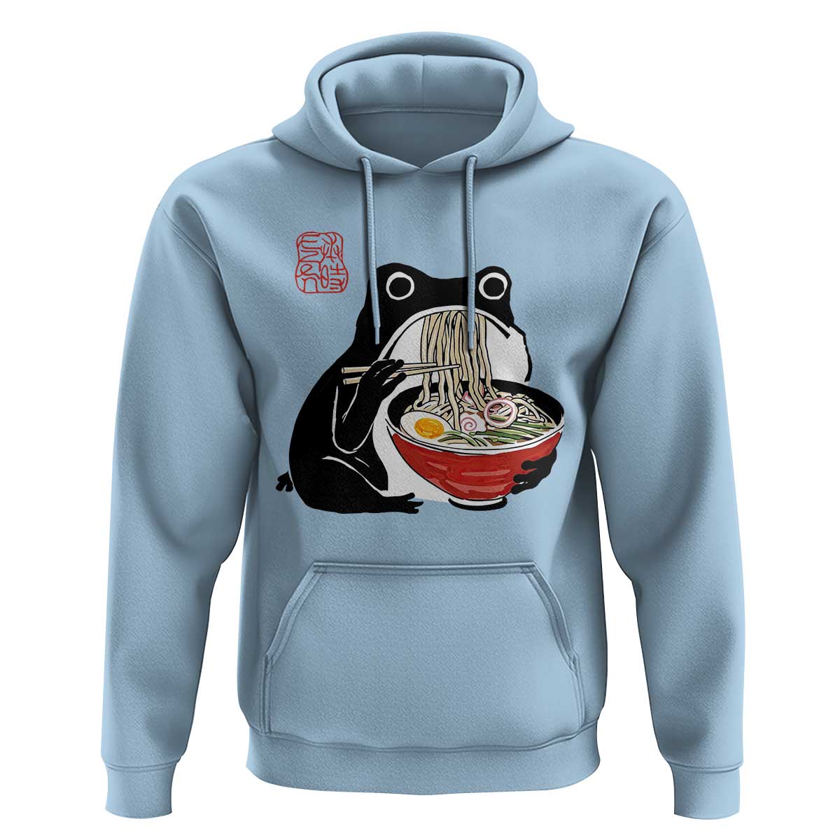 Funny Grumpy Frog Ramen Hoodie Sumi-e Kawaii Ink Painting Japanese - Wonder Print Shop