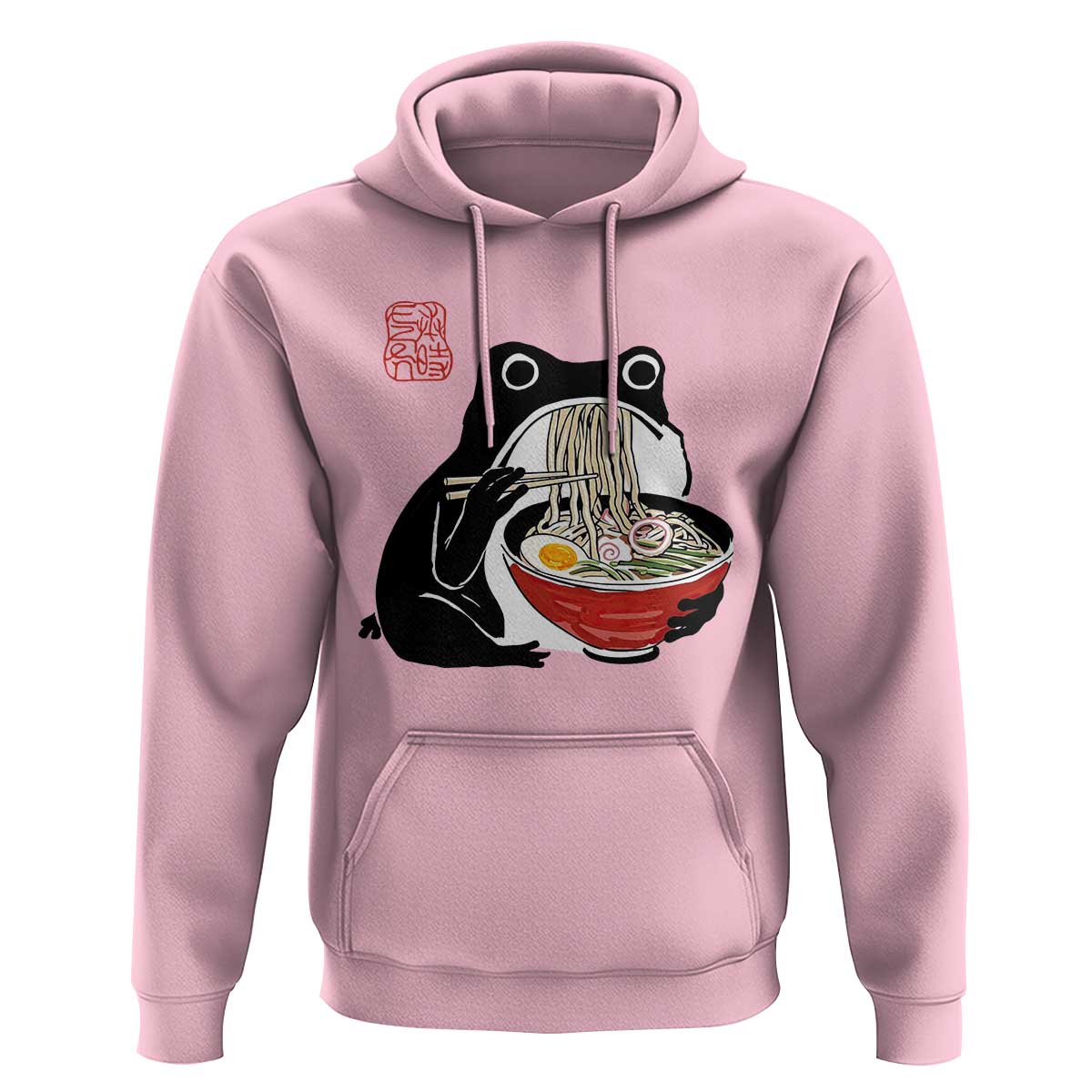 Funny Grumpy Frog Ramen Hoodie Sumi-e Kawaii Ink Painting Japanese - Wonder Print Shop