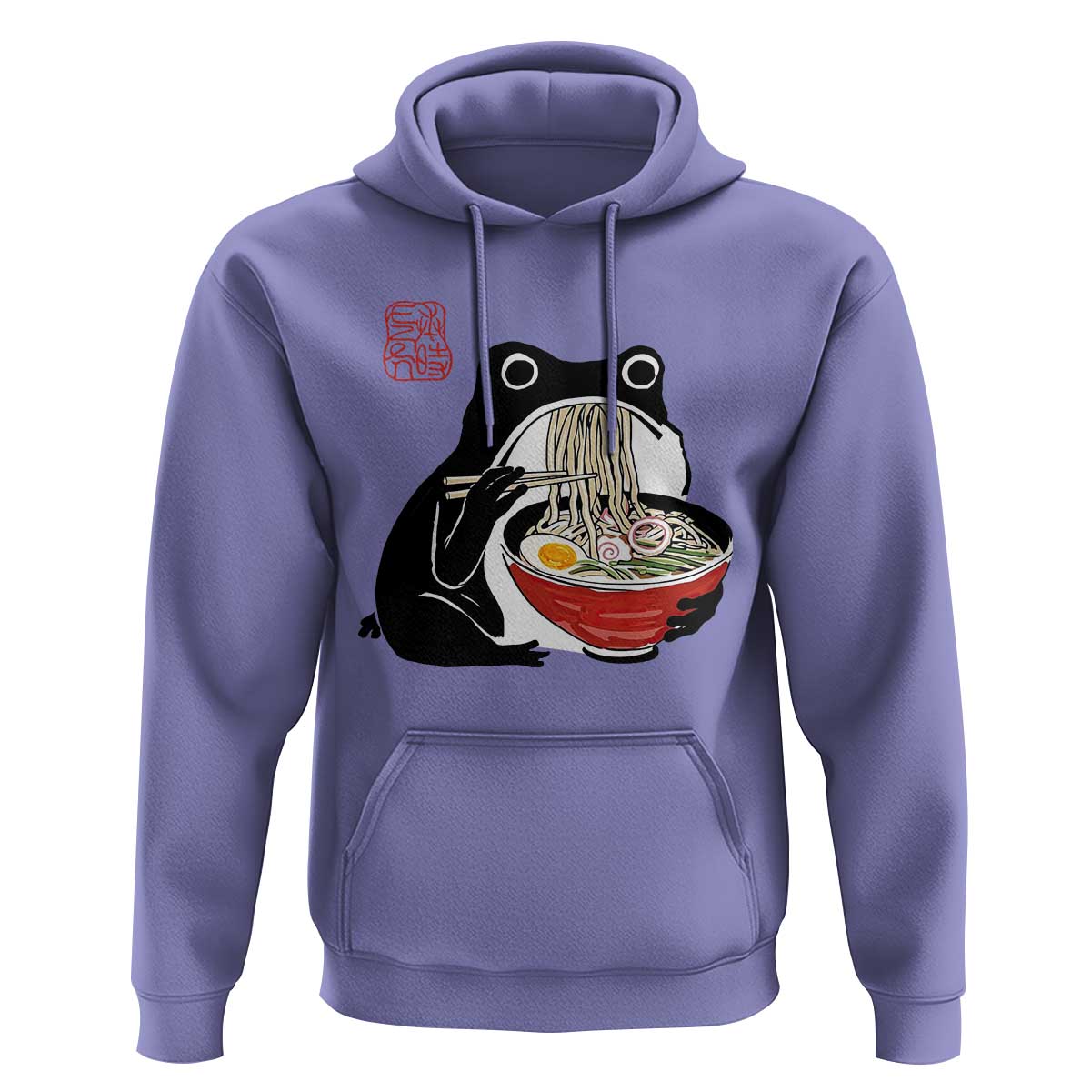 Funny Grumpy Frog Ramen Hoodie Sumi-e Kawaii Ink Painting Japanese - Wonder Print Shop