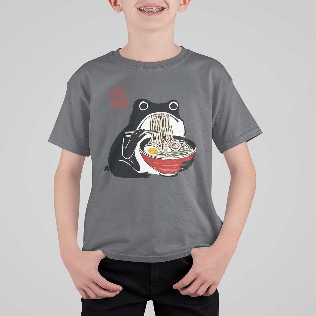 Funny Grumpy Frog Ramen T Shirt For Kid Sumi-e Kawaii Ink Painting Japanese - Wonder Print Shop