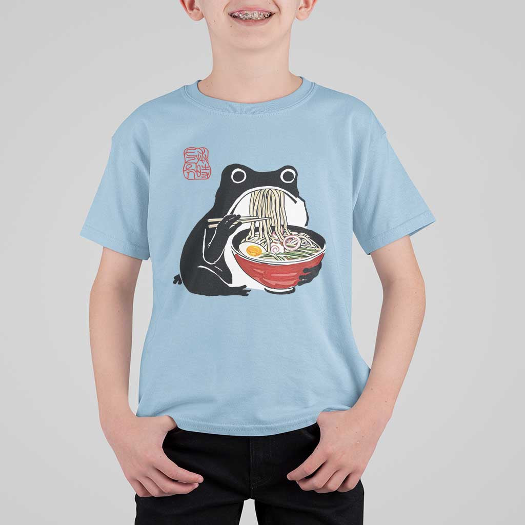 Funny Grumpy Frog Ramen T Shirt For Kid Sumi-e Kawaii Ink Painting Japanese - Wonder Print Shop