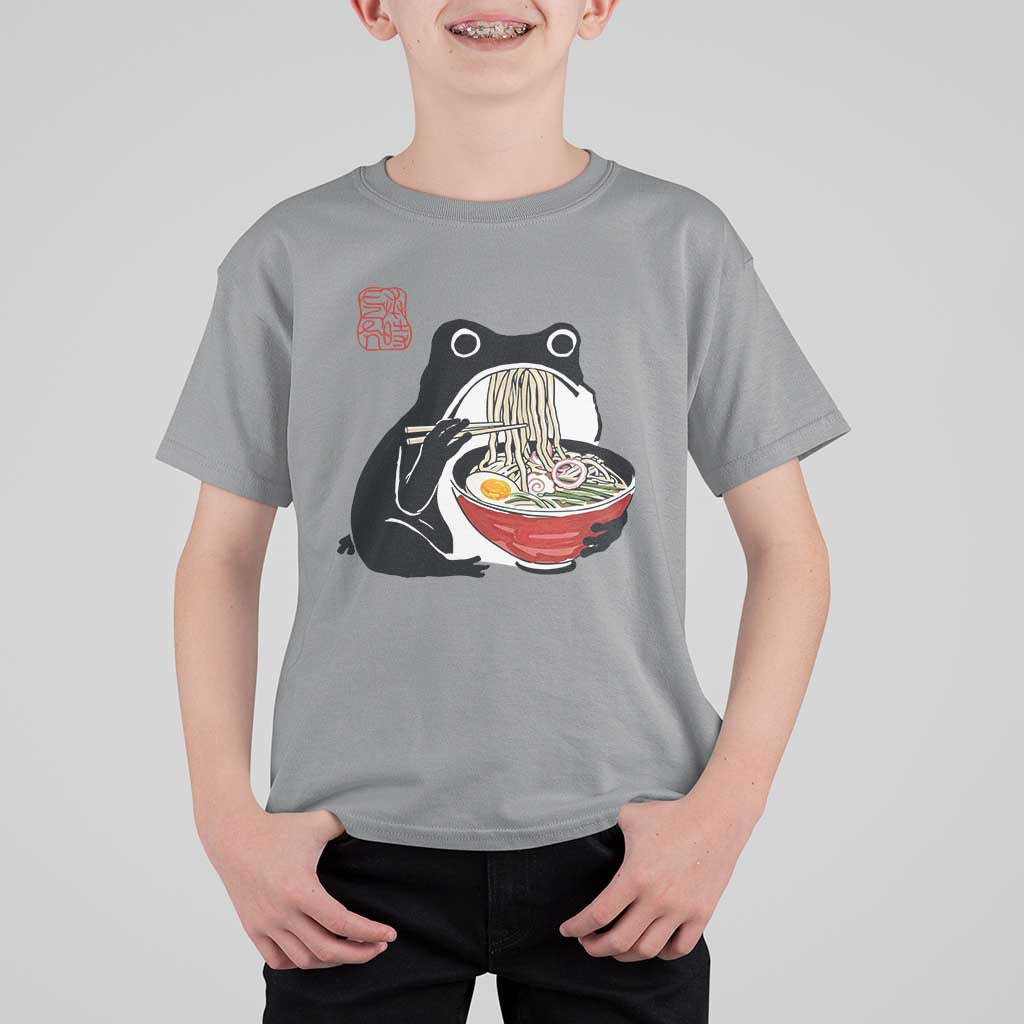 Funny Grumpy Frog Ramen T Shirt For Kid Sumi-e Kawaii Ink Painting Japanese - Wonder Print Shop