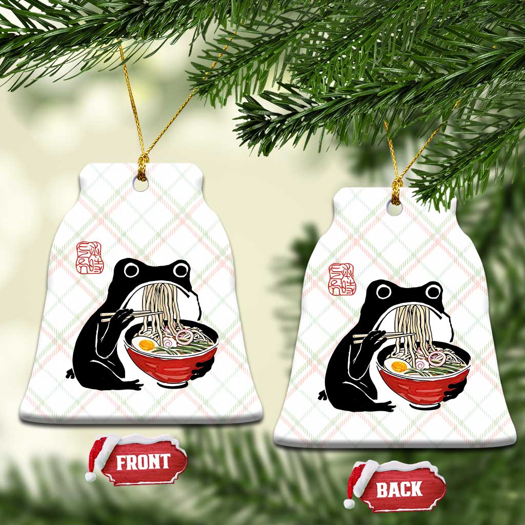 Funny Grumpy Frog Ramen Ceramic Ornament Sumi-e Kawaii Ink Painting Japanese - Wonder Print Shop