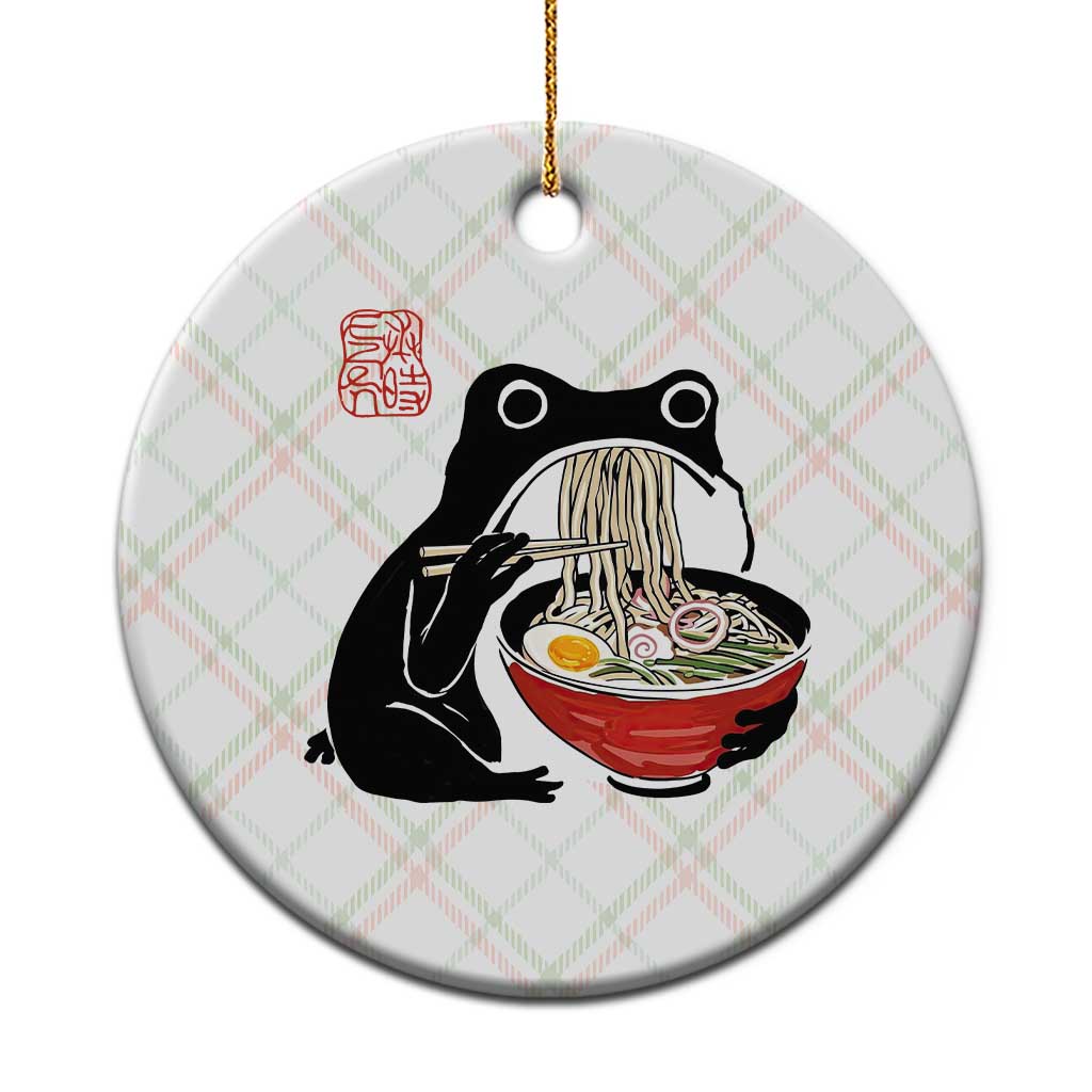 Funny Grumpy Frog Ramen Ceramic Ornament Sumi-e Kawaii Ink Painting Japanese - Wonder Print Shop
