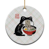 Funny Grumpy Frog Ramen Ceramic Ornament Sumi-e Kawaii Ink Painting Japanese - Wonder Print Shop