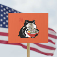 Funny Grumpy Frog Ramen Protest Sign Sumi-e Kawaii Ink Painting Japanese - Wonder Print Shop