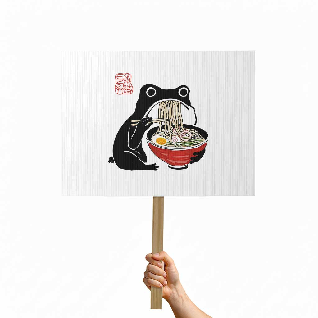 Funny Grumpy Frog Ramen Protest Sign Sumi-e Kawaii Ink Painting Japanese - Wonder Print Shop