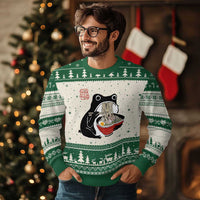 Funny Grumpy Frog Ramen Ugly Christmas Sweater Sumi-e Kawaii Ink Painting Japanese - Wonder Print Shop