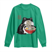 Funny Grumpy Frog Ramen Long Sleeve Shirt Sumi-e Kawaii Ink Painting Japanese - Wonder Print Shop