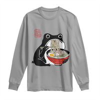 Funny Grumpy Frog Ramen Long Sleeve Shirt Sumi-e Kawaii Ink Painting Japanese - Wonder Print Shop