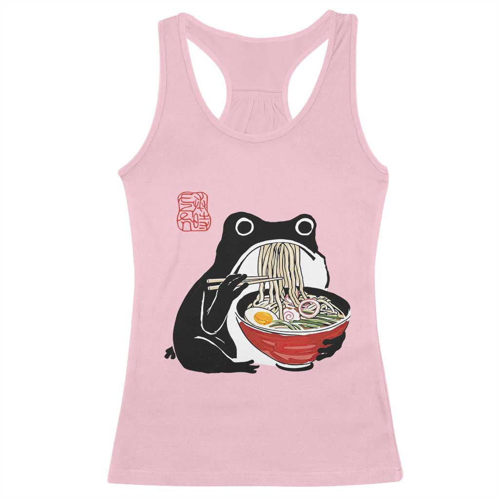 Funny Grumpy Frog Ramen Racerback Tank Top Sumi-e Kawaii Ink Painting Japanese - Wonder Print Shop