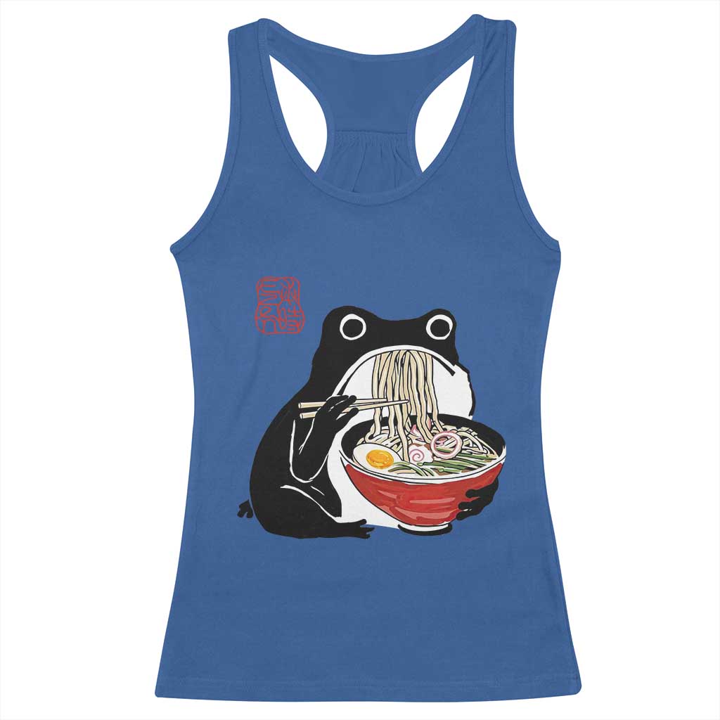 Funny Grumpy Frog Ramen Racerback Tank Top Sumi-e Kawaii Ink Painting Japanese - Wonder Print Shop